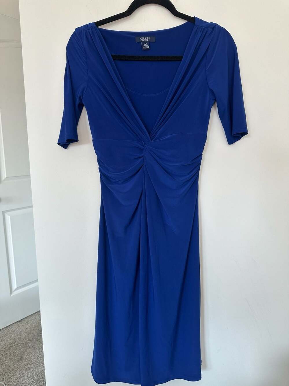 Chaps Royal Blue Twist Front Stretch Jersey Dress XS
